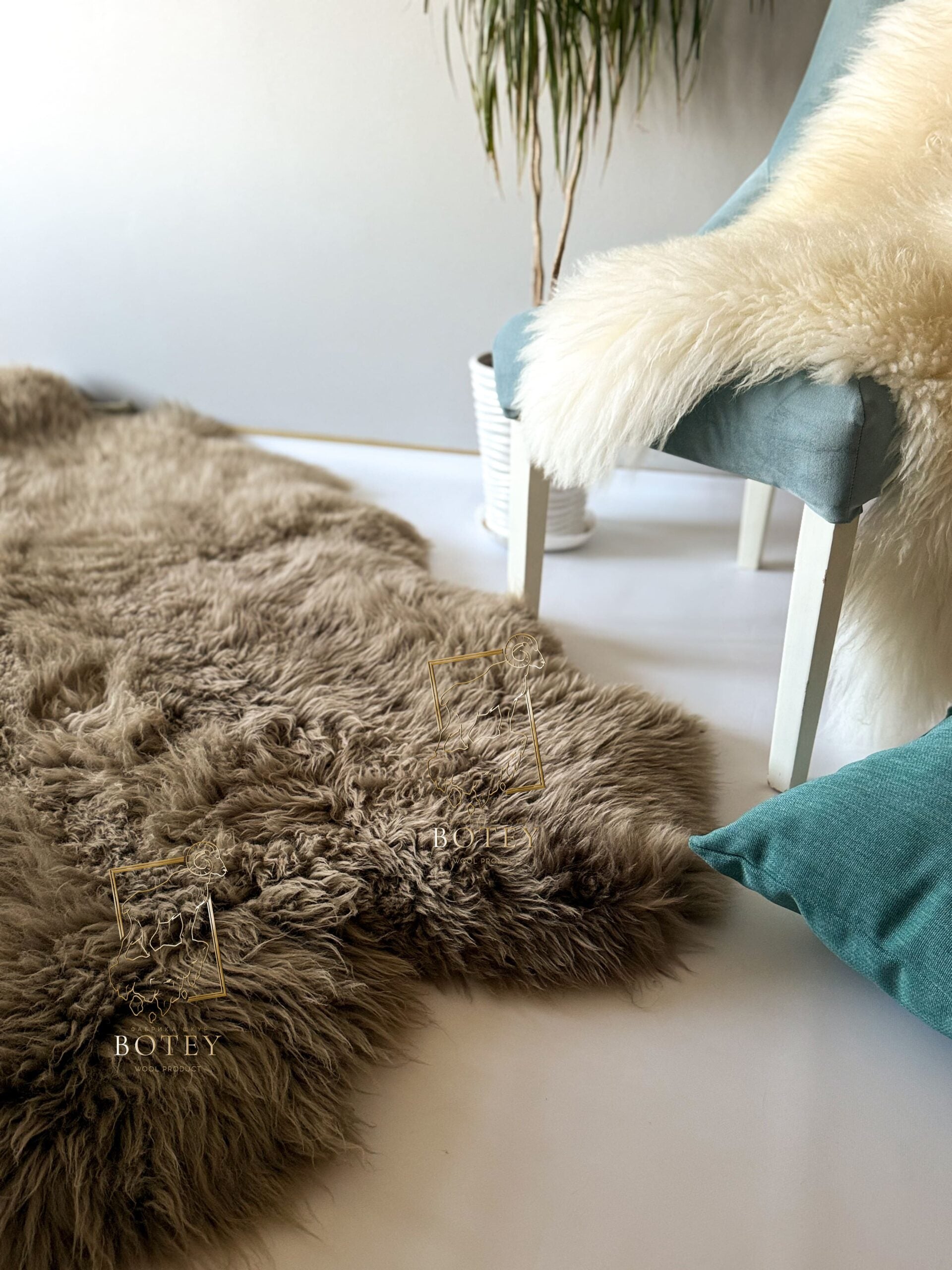 Sheepskin Rug 4-in-1 Cappuccino (200×110 cm) – Natural Fur Carpet