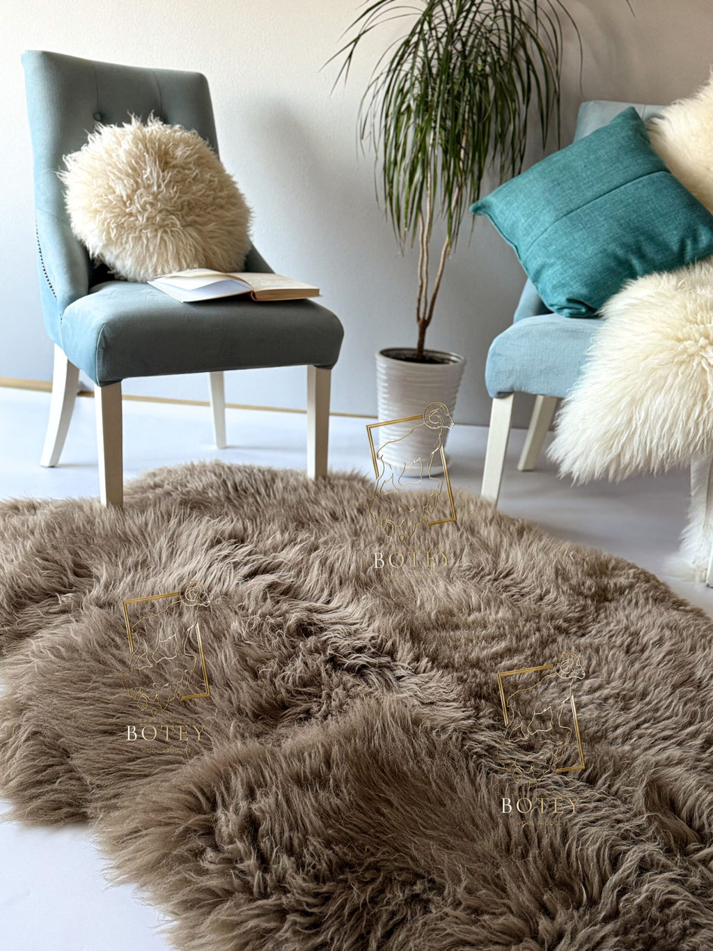 Sheepskin Rug 4-in-1 Cappuccino (200×110 cm) – Natural Fur Carpet
