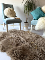 Sheepskin Rug 4-in-1 Cappuccino (200×110 cm) – Natural Fur Carpet