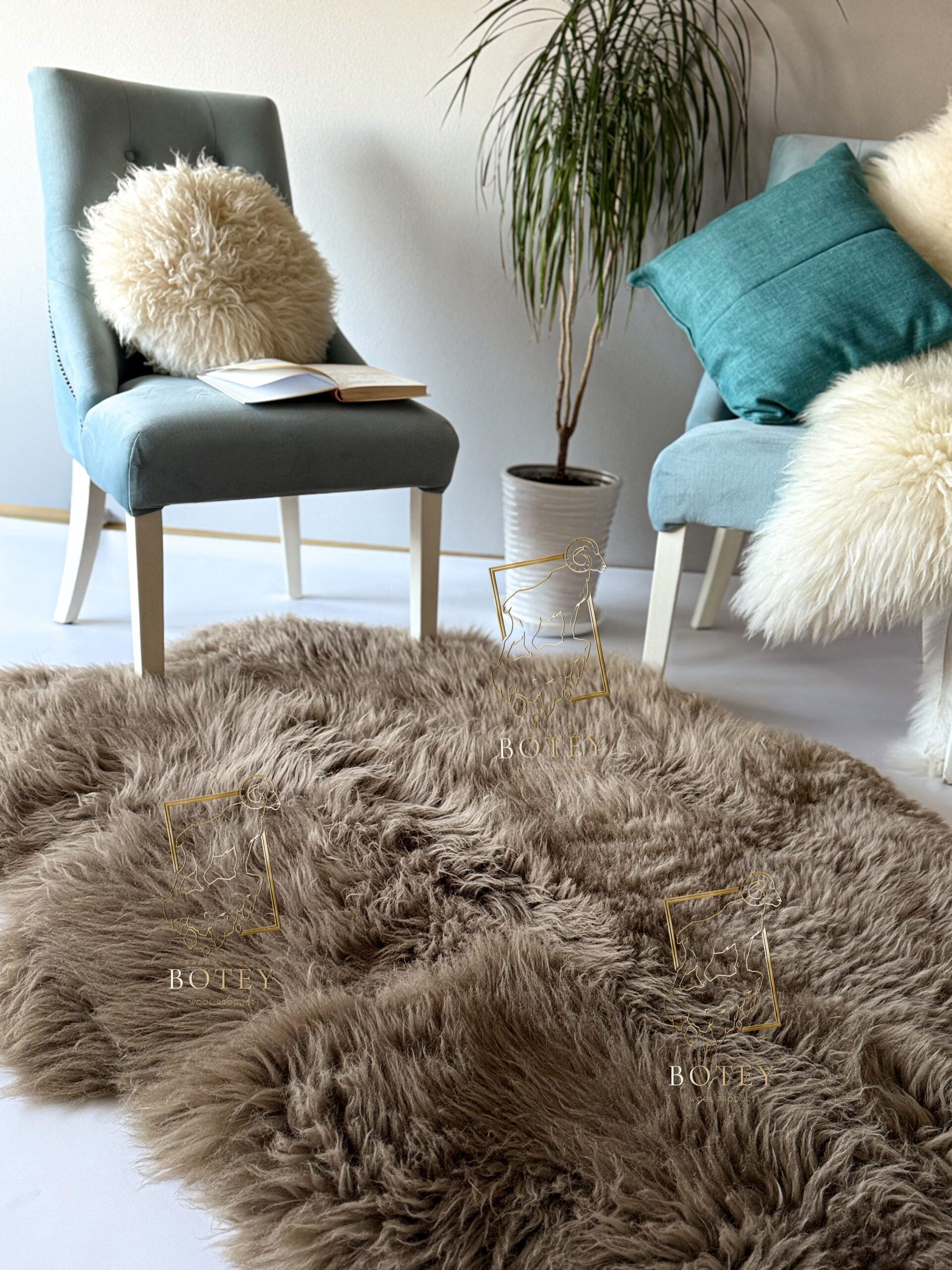 Sheepskin Rug 4-in-1 Cappuccino (200×110 cm) – Natural Fur Carpet