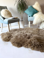 Sheepskin Rug 4-in-1 Cappuccino (200×110 cm) – Natural Fur Carpet