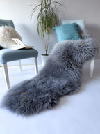 Grey Sheepskin Rug (200×70 cm) – Natural Fur Carpet