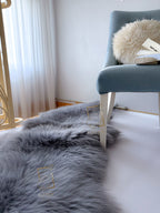 Grey Sheepskin Rug (200×70 cm) – Natural Fur Carpet