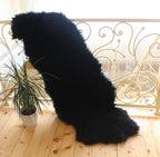 Black Sheepskin Rug 2-in-1 (200×70 cm) – Natural Fur Carpet