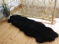 Black Sheepskin Rug 2-in-1 (200×70 cm) – Natural Fur Carpet
