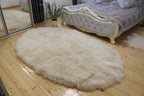 Oval Sheepskin Rug (200×150 cm) – Natural Milk Fur Carpet
