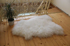 Long Wool White Sheepskin Rug 120×70 cm – Natural Hide