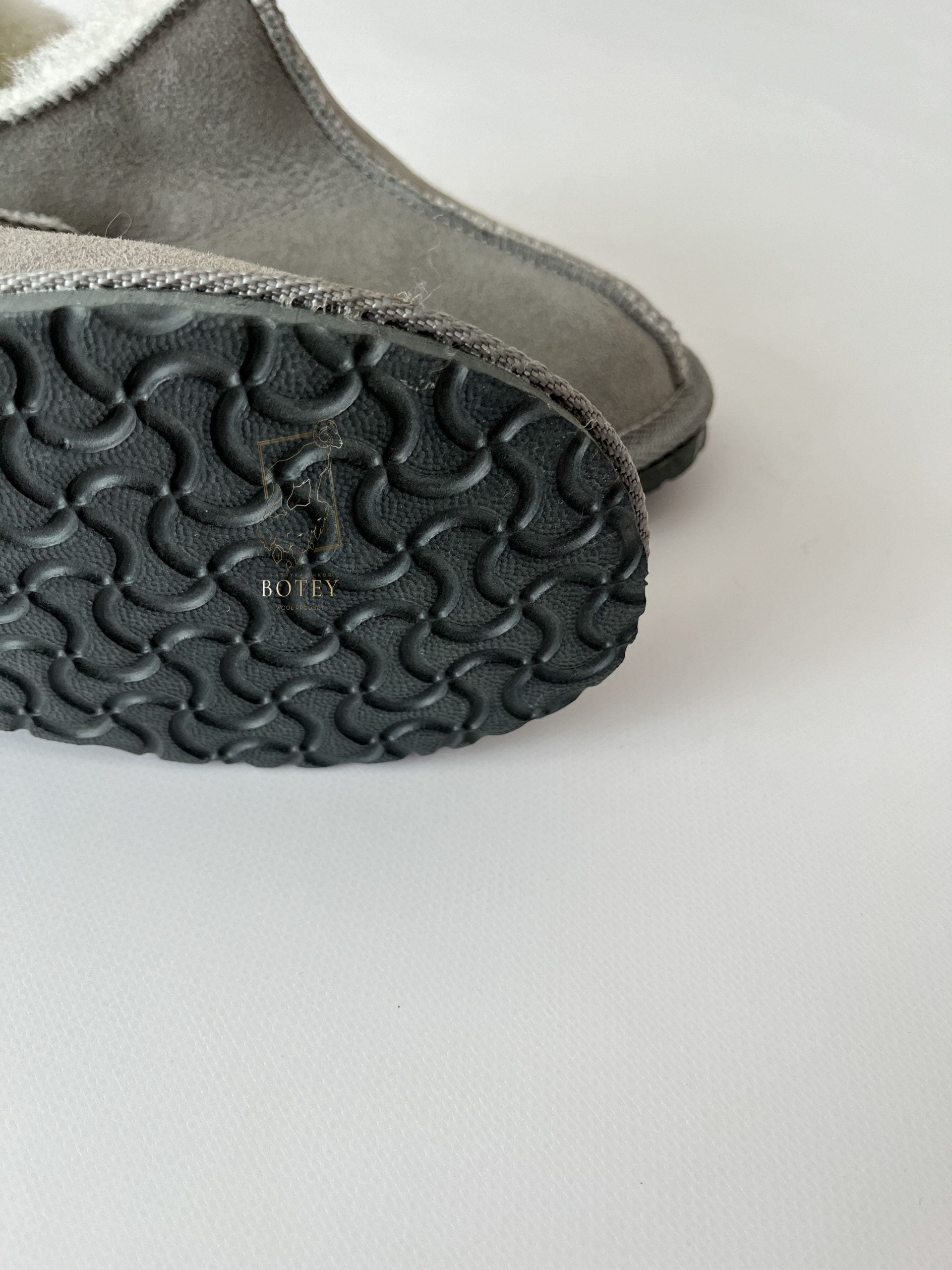 Suede Sheepskin Slippers Grey – Premium Natural Wool Home Shoes (Sizes Available)
