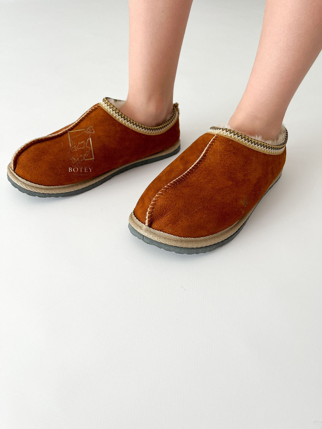 Women’s Suede Sheepskin Slippers Brown – Premium Natural Wool Home Shoes (Sizes Available)
