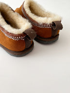 Women’s Suede Sheepskin Slippers Brown – Premium Natural Wool Home Shoes (Sizes Available)