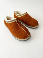 Women’s Suede Sheepskin Slippers Brown – Premium Natural Wool Home Shoes (Sizes Available)