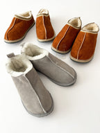 Suede Sheepskin Slippers Grey – Premium Natural Wool Home Shoes (Sizes Available)