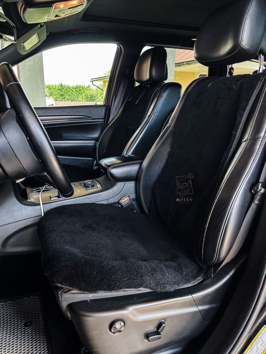 Mini Sheepskin Car Seat Covers Black (120×56 cm) – Natural Fur Universal Fit