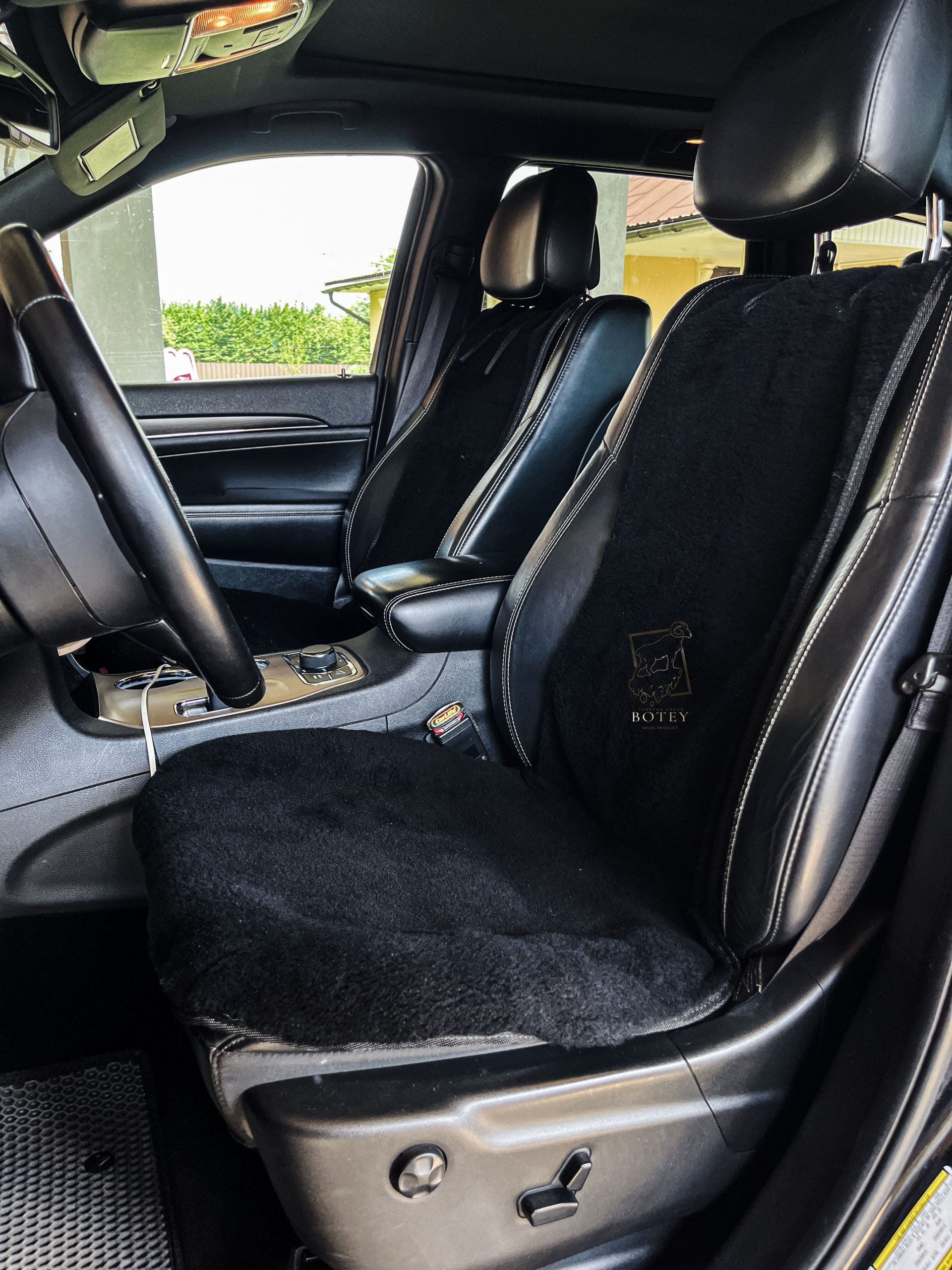 Mini Sheepskin Car Seat Covers Black (120×56 cm) – Natural Fur Universal Fit