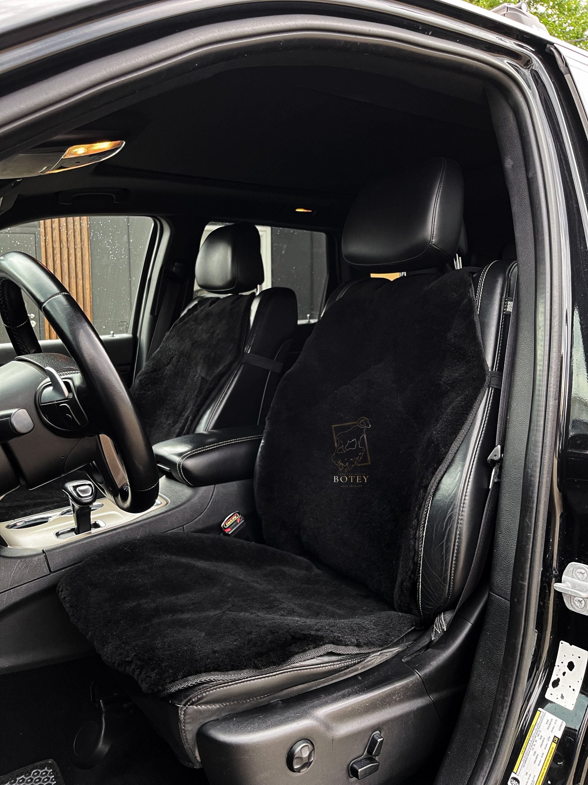 Maxi Sheepskin Car Seat Covers Black (120×60 cm) – Natural Fur Universal Fit