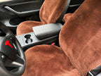 Premium Genuine Sheepskin Front Car Seat Covers with Headrest – Brown