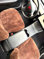 Premium Genuine Sheepskin Front Car Seat Covers with Headrest – Brown