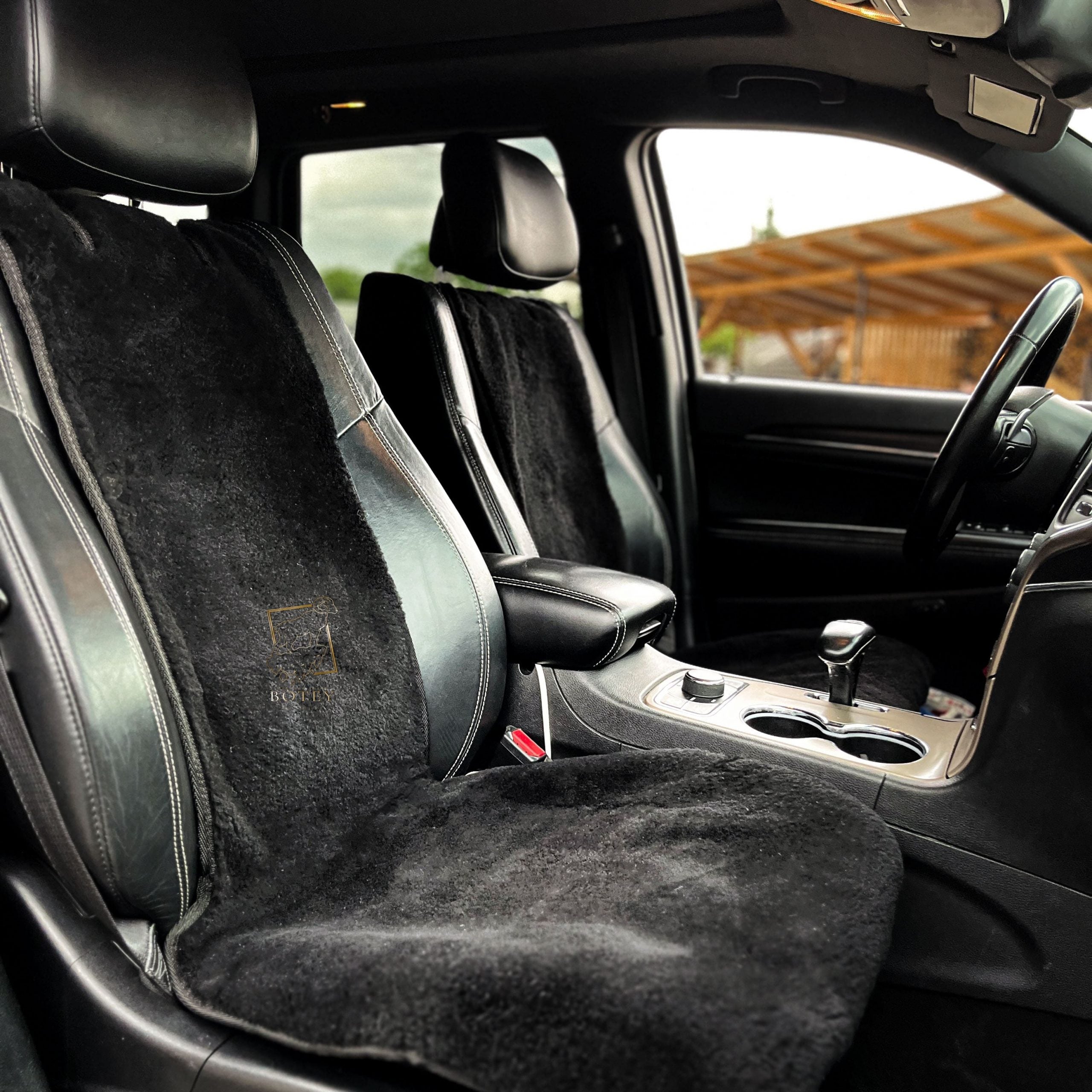 Mini Sheepskin Car Seat Covers Black (120×56 cm) – Natural Fur Universal Fit
