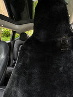 Premium Genuine Sheepskin Front Car Seat Covers with Headrest – Black