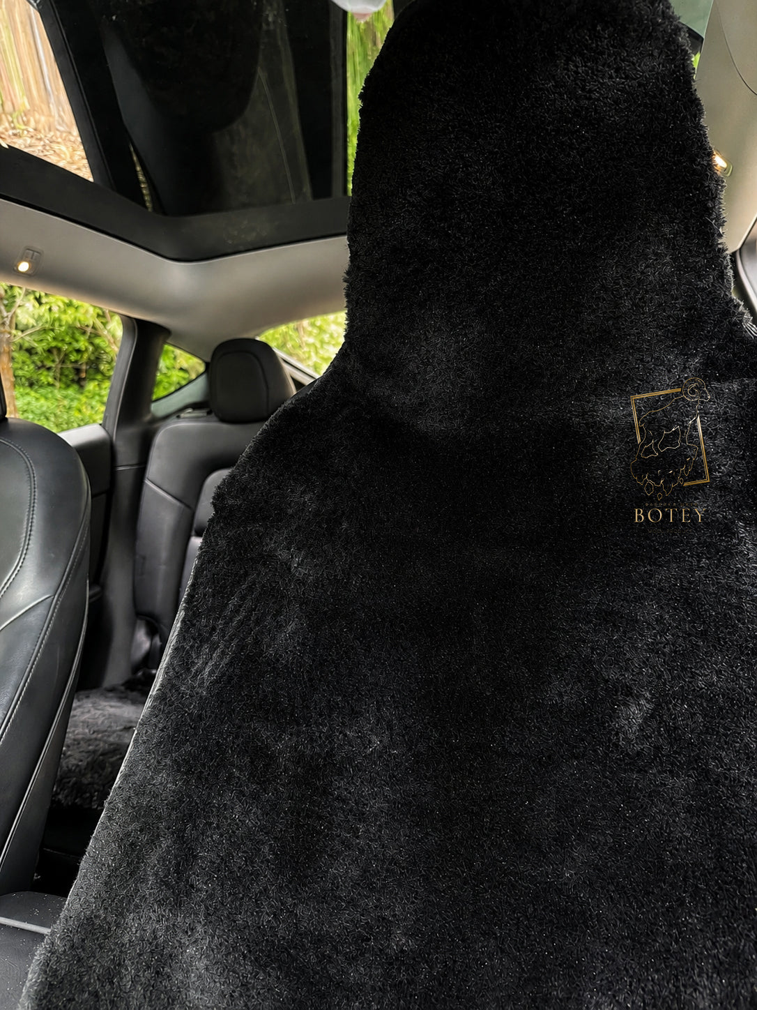 Premium Genuine Sheepskin Front Car Seat Covers with Headrest – Black