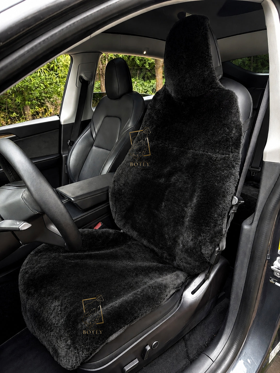 Premium Genuine Sheepskin Front Car Seat Covers with Headrest – Grey