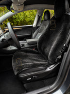 Premium Genuine Sheepskin Front Car Seat Covers with Headrest – Black