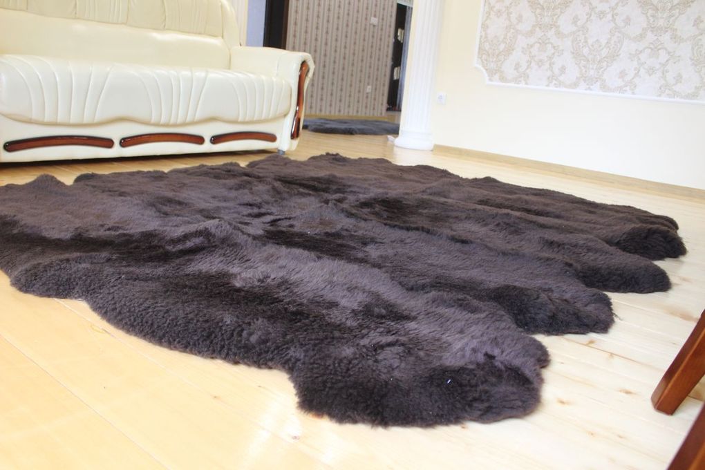 Sheepskin Rug 8-in-1 Brown (200×190 cm) – Natural Fur Carpet