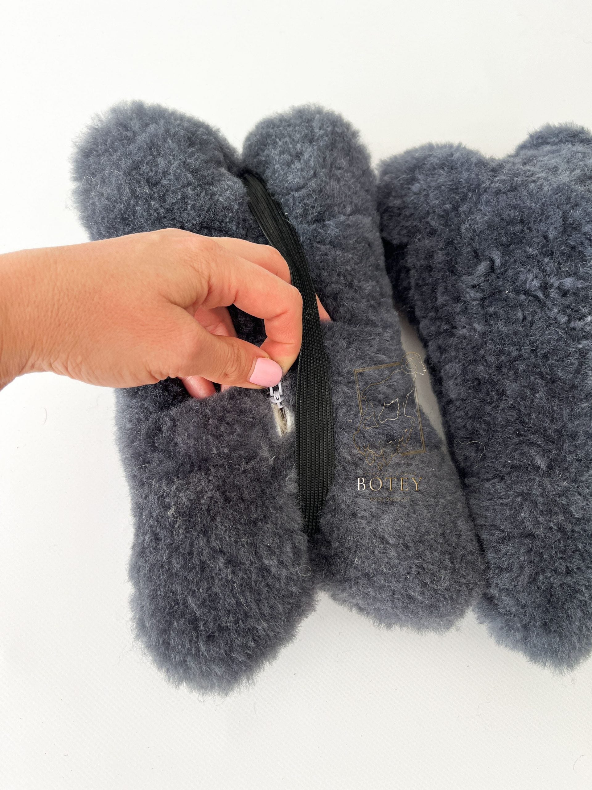 Sheepskin Headrest Pillow Grey – Natural Fur Universal Fit