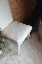 Square Sheared Sheepskin Seat Cover White 40×40 cm – Natural Wool Cushion