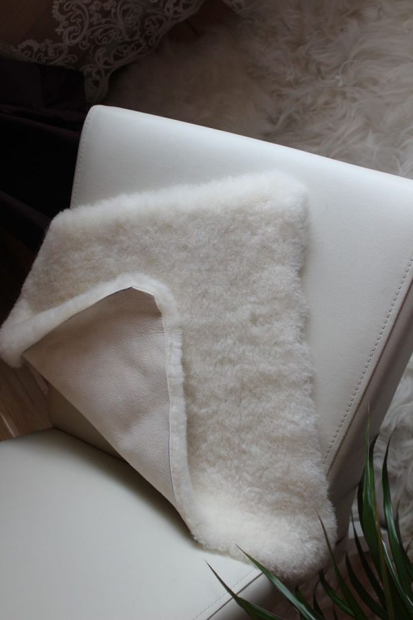 Square Sheared Sheepskin Seat Cover White 40×40 cm – Natural Wool Cushion