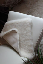 Square Sheared Sheepskin Seat Cover White 40×40 cm – Natural Wool Cushion