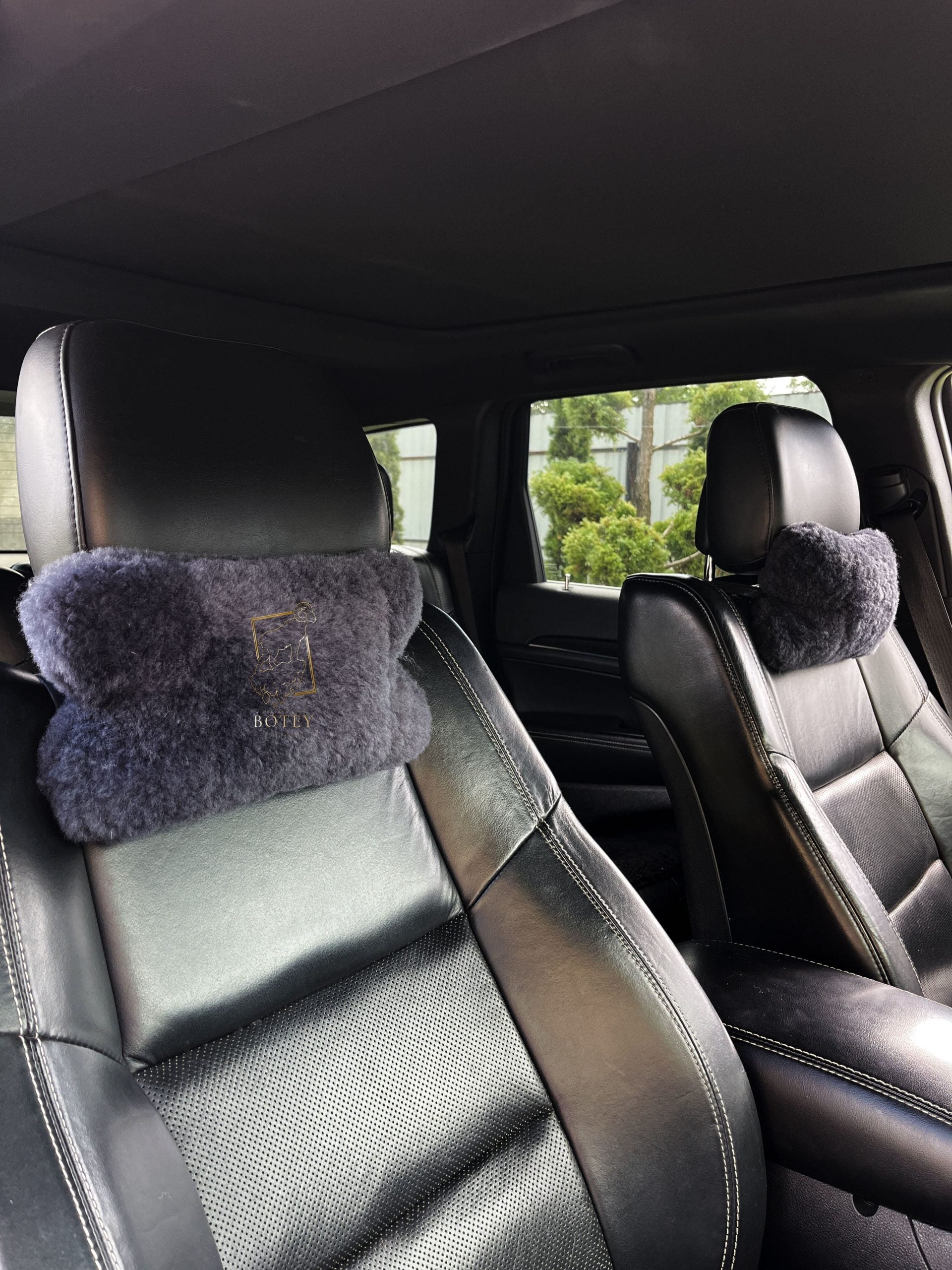 Sheepskin Headrest Pillow Grey – Natural Fur Universal Fit