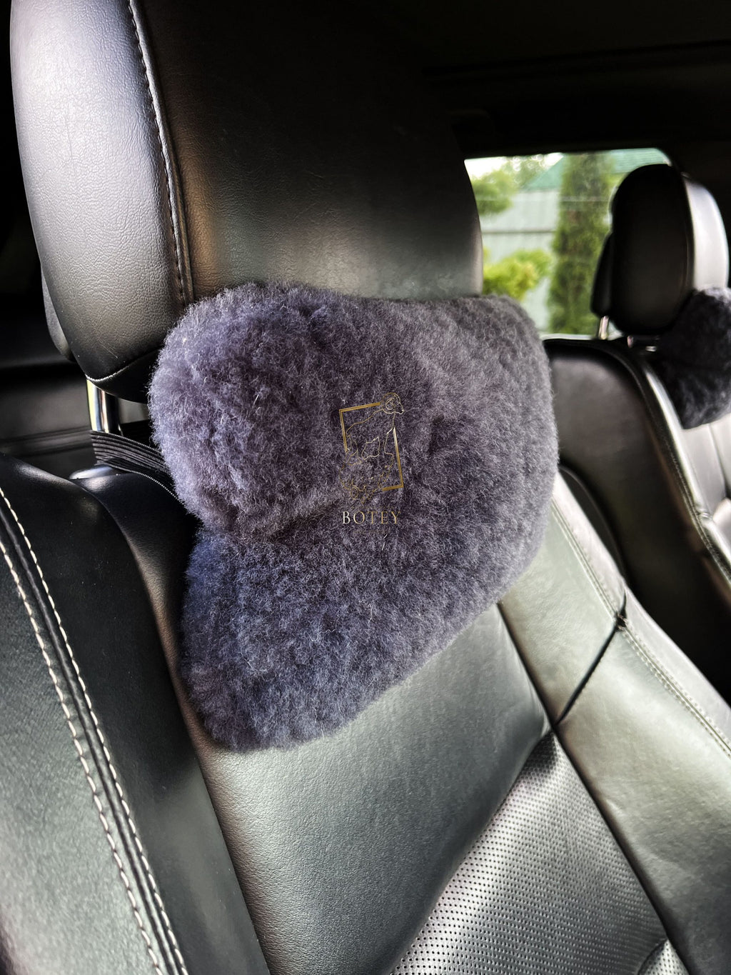 Sheepskin Headrest Pillow Grey – Natural Fur Universal Fit