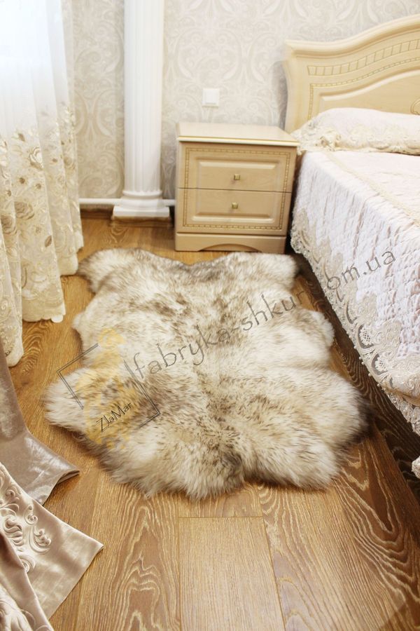 White Sheepskin with Coffee-Tipped Wool 100×60 cm – Natural Rug