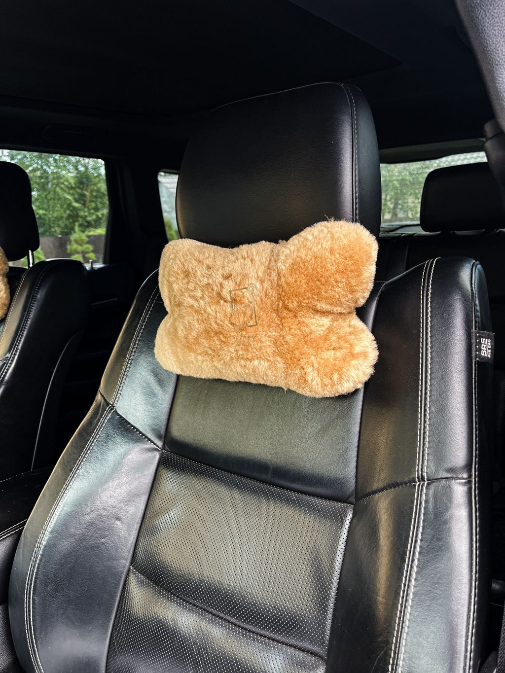 Sheepskin Headrest Pillow Beige – Natural Fur Universal Fit