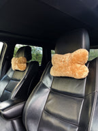Sheepskin Headrest Pillow Beige – Natural Fur Universal Fit