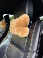 Sheepskin Headrest Pillow Beige – Natural Fur Universal Fit
