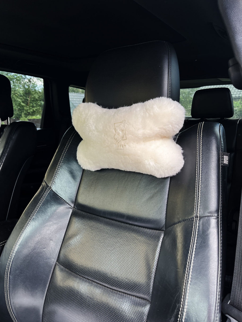 Sheepskin Headrest Pillow White – Natural Fur Universal Fit