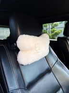 Sheepskin Headrest Pillow White – Natural Fur Universal Fit