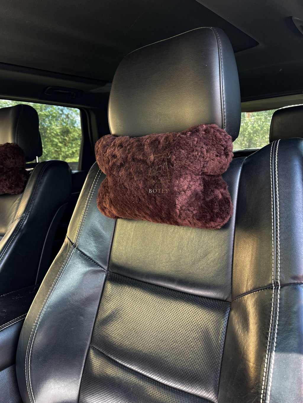 Sheepskin Headrest Pillow Brown – Natural Fur Universal Fit