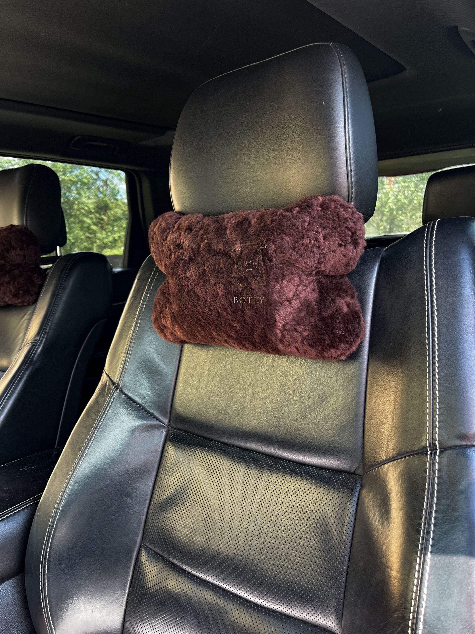 Sheepskin Headrest Pillow Brown – Natural Fur Universal Fit