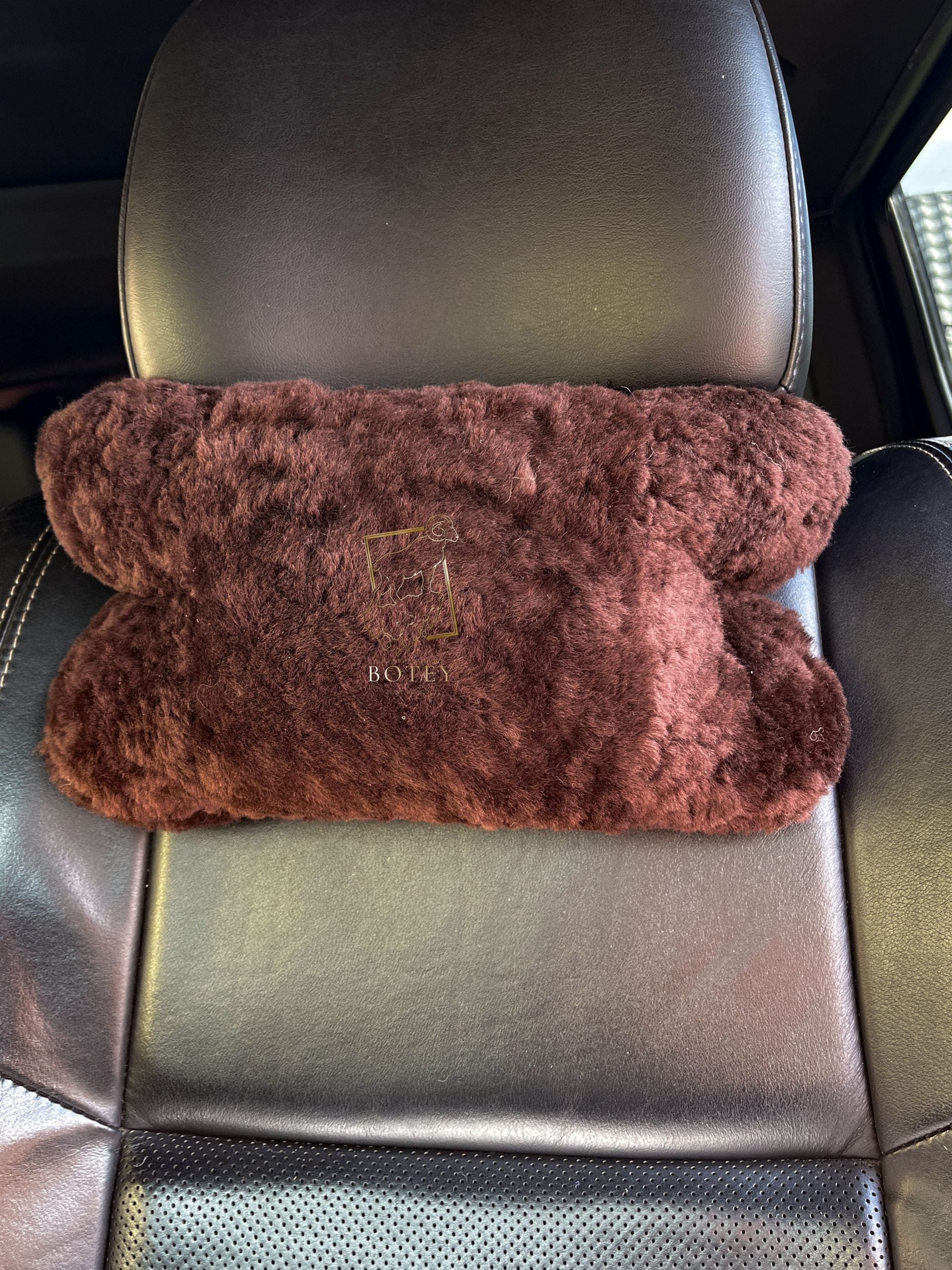 Sheepskin Headrest Pillow Brown – Natural Fur Universal Fit