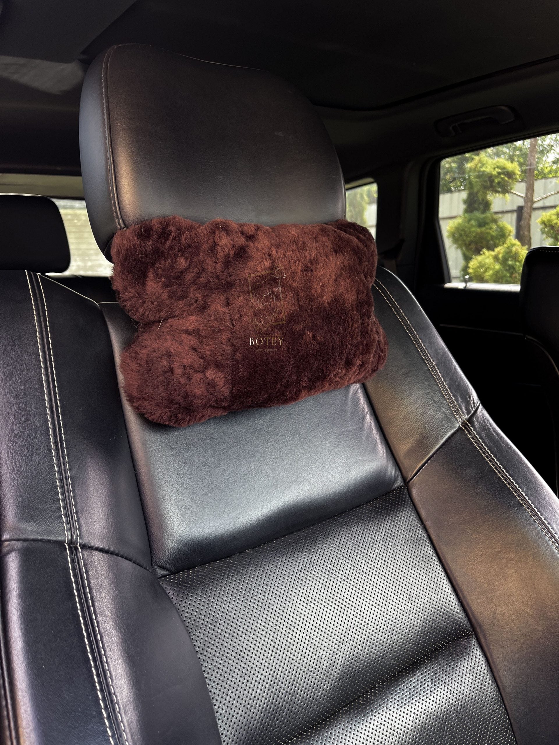 Sheepskin Headrest Pillow Brown – Natural Fur Universal Fit