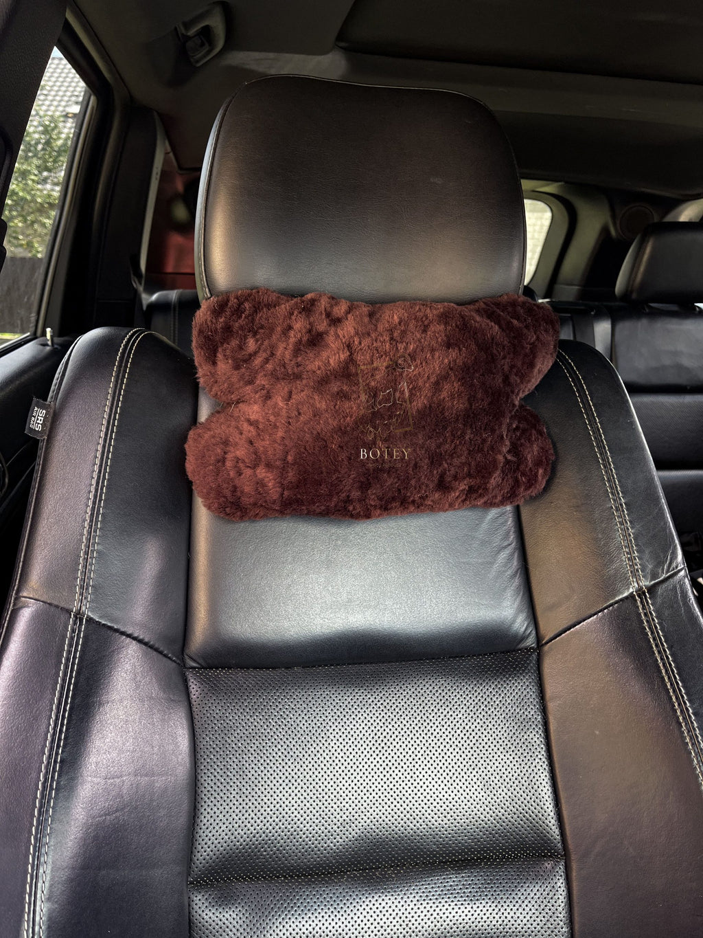 Sheepskin Headrest Pillow Brown – Natural Fur Universal Fit