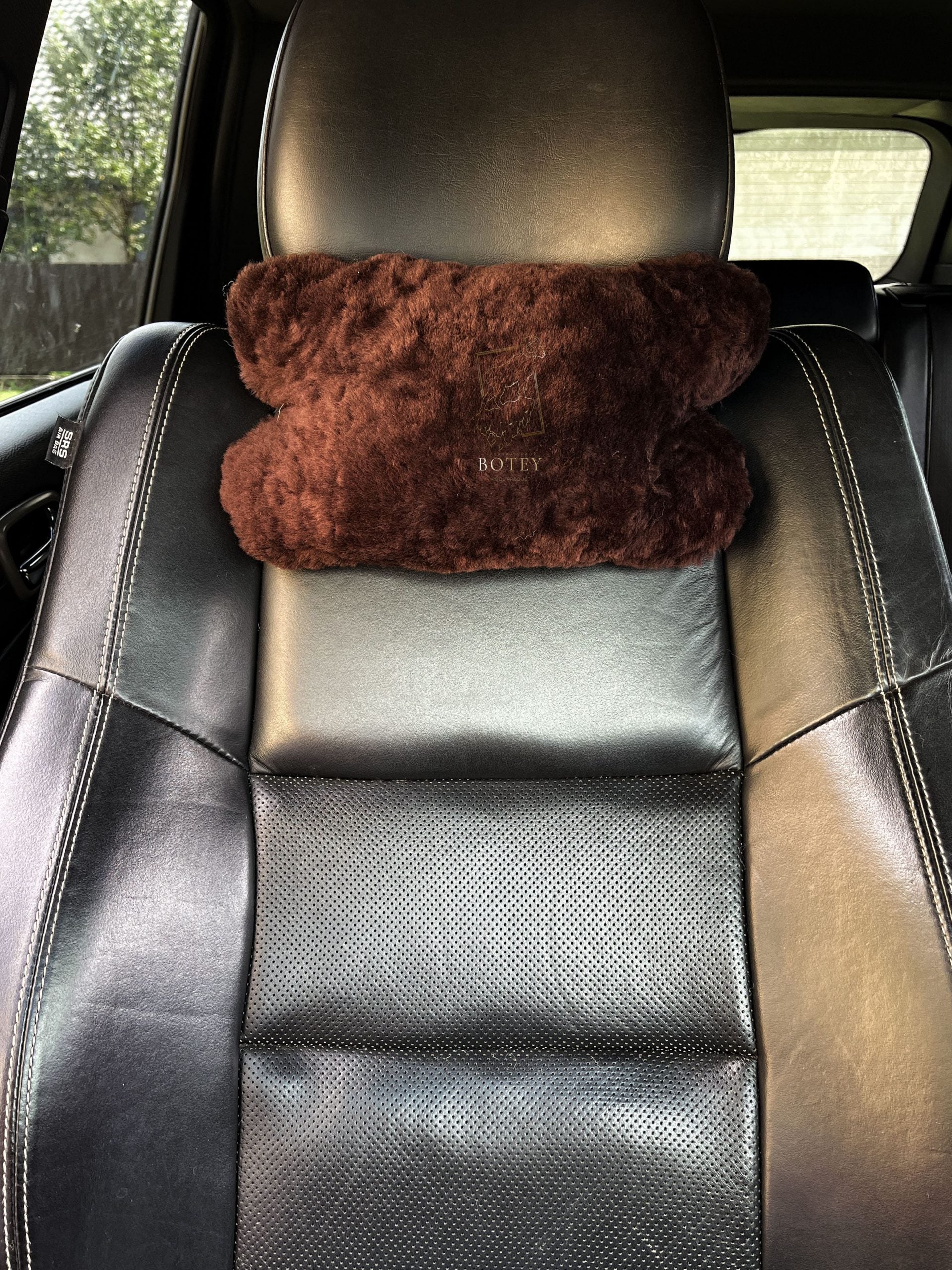 Sheepskin Headrest Pillow Brown – Natural Fur Universal Fit