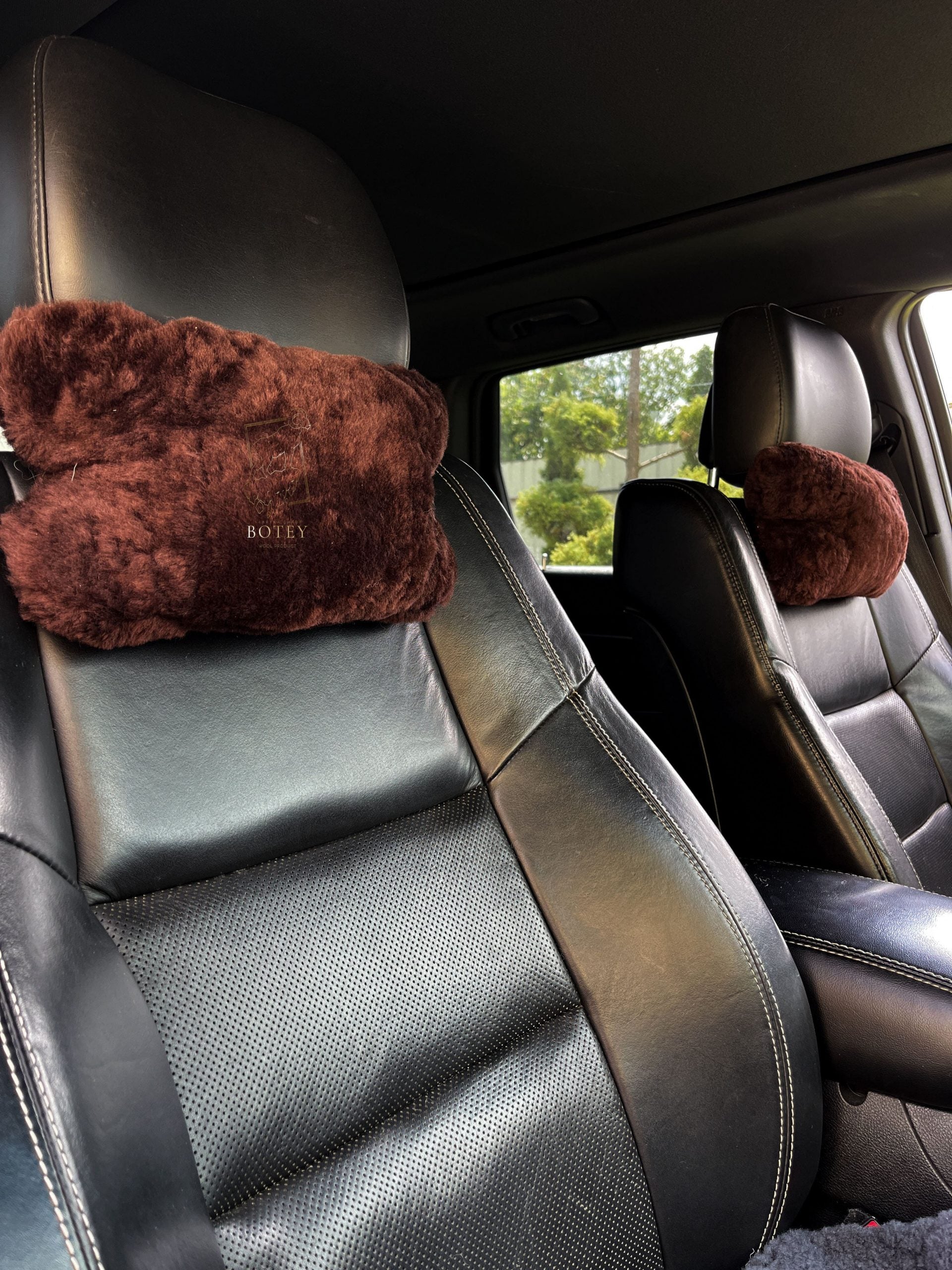 Sheepskin Headrest Pillow Brown – Natural Fur Universal Fit
