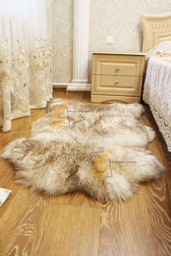 White Sheepskin with Coffee-Tipped Wool 100×60 cm – Natural Rug