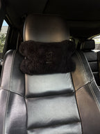 Sheepskin Headrest Pillow Black – Natural Fur Universal Fit