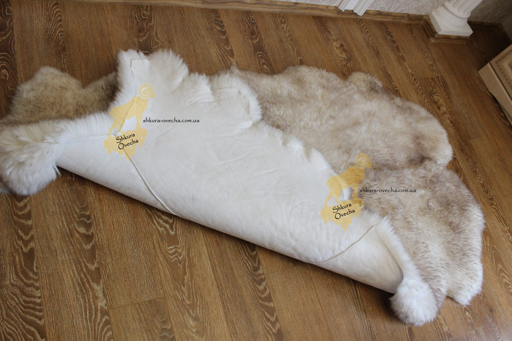 Sheepskin Rug 4-in-1 Coffee Tip (200×110 cm) – Natural Fur Carpet