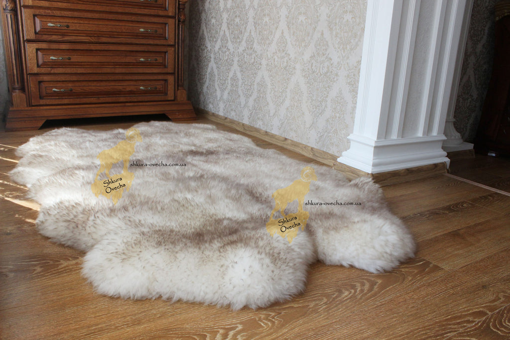 Sheepskin Rug 4-in-1 Coffee Tip (200×110 cm) – Natural Fur Carpet